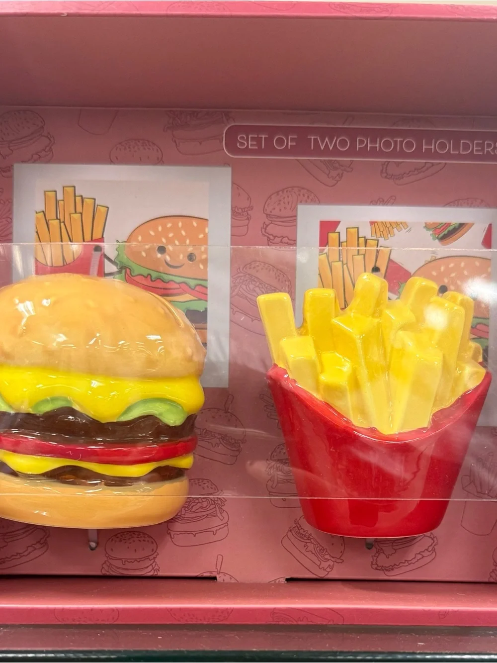 Burger & Fries Photo Holder Set - Pink Packaging